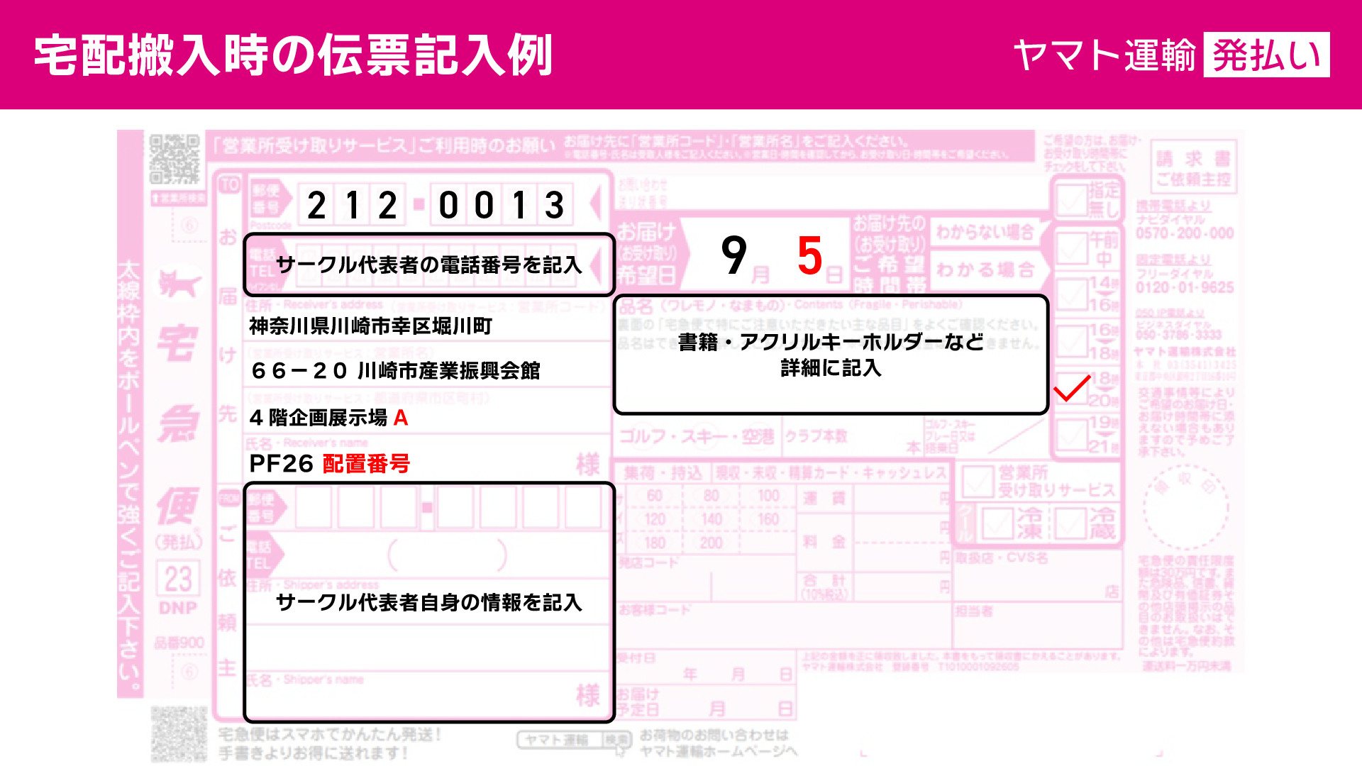 宅配伝票記入例